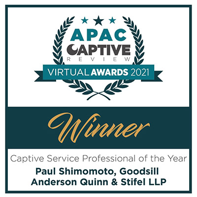 APAC | Captive | Review | Winner | Captive Service Professional Of The Year | Paul Shimomoto, Goodsill | Anderson Quinn & Stifel LLP